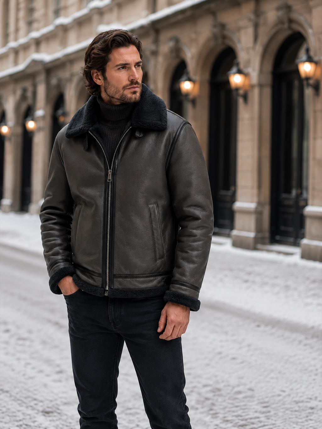Heren winterjas met zachte kraagvoering