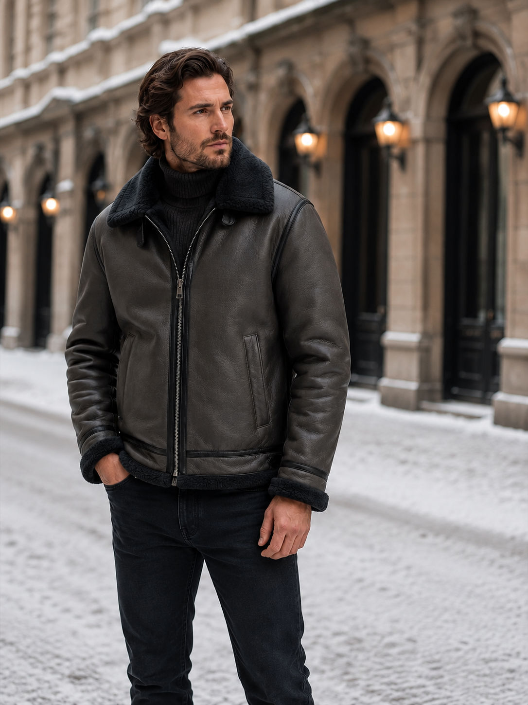 Heren winterjas met zachte kraagvoering